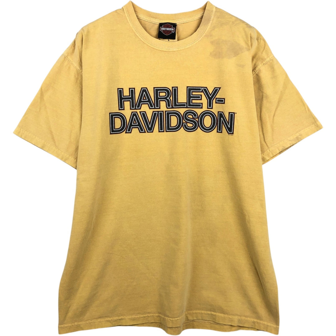 Harley-Davidson Motorcycle Bike T-shirt, Men's Size L cotton yellow type Vintage Second Hand