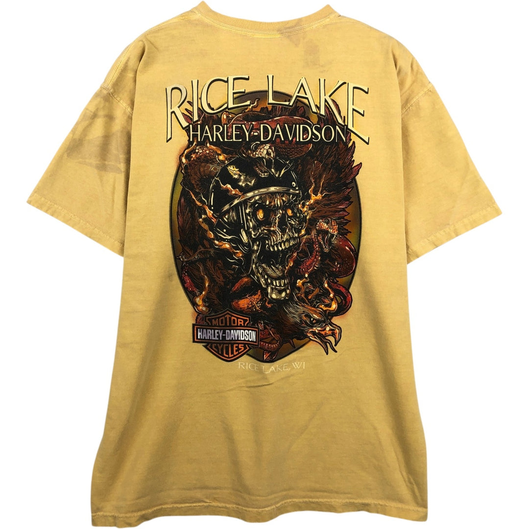 Harley-Davidson Motorcycle Bike T-shirt, Men's Size L cotton yellow type Vintage Second Hand