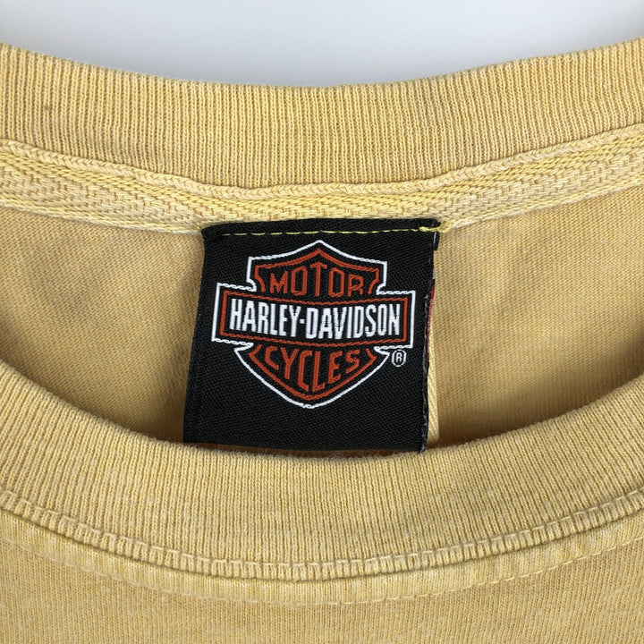Harley-Davidson Motorcycle Bike T-shirt, Men's Size L cotton yellow type Vintage Second Hand