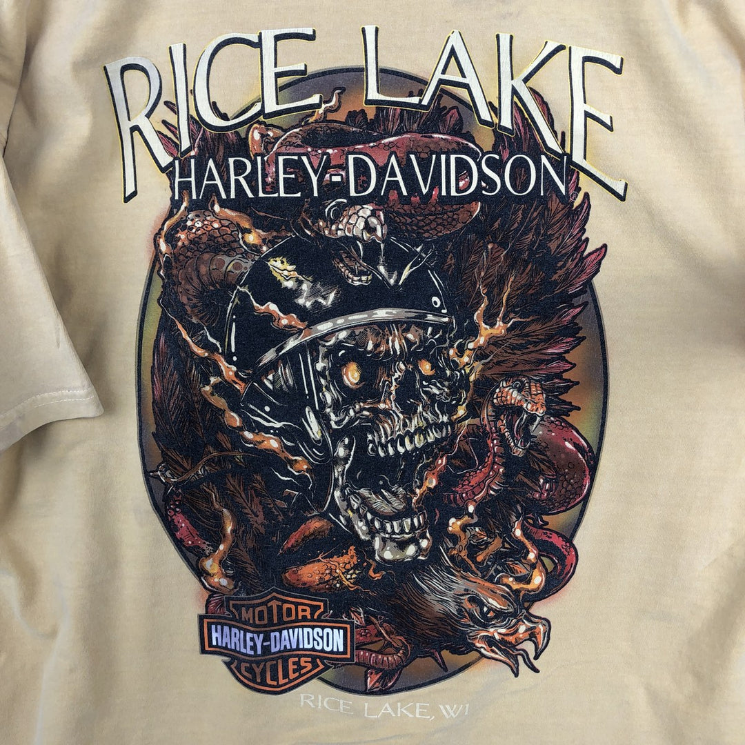 Harley-Davidson Motorcycle Bike T-shirt, Men's Size L cotton yellow type Vintage Second Hand