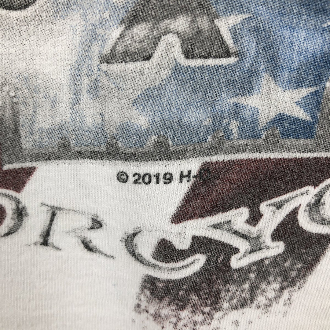 Harley-Davidson Skull Pattern Motorcycle Bike T-shirt Made in USA Men's L size cotton white type Vintage Second Hand