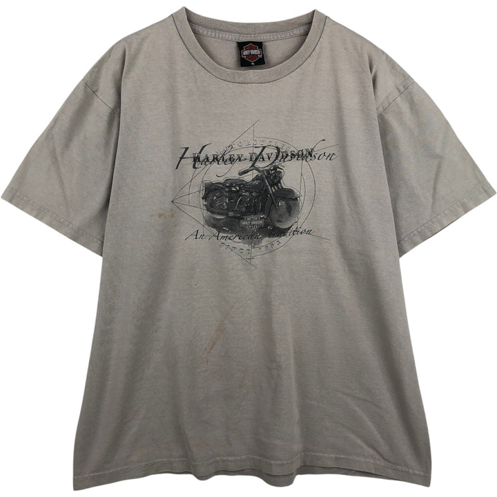 00'S Harley-Davidson Motorcycle Bike T-shirt Made in USA Men's XL cotton Beige type Vintage Second Hand