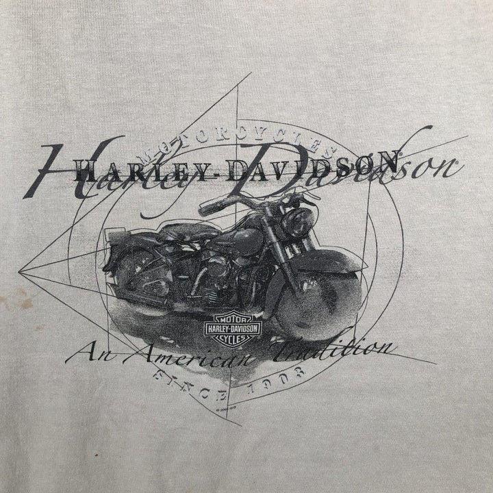 00'S Harley-Davidson Motorcycle Bike T-shirt Made in USA Men's XL cotton Beige type Vintage Second Hand