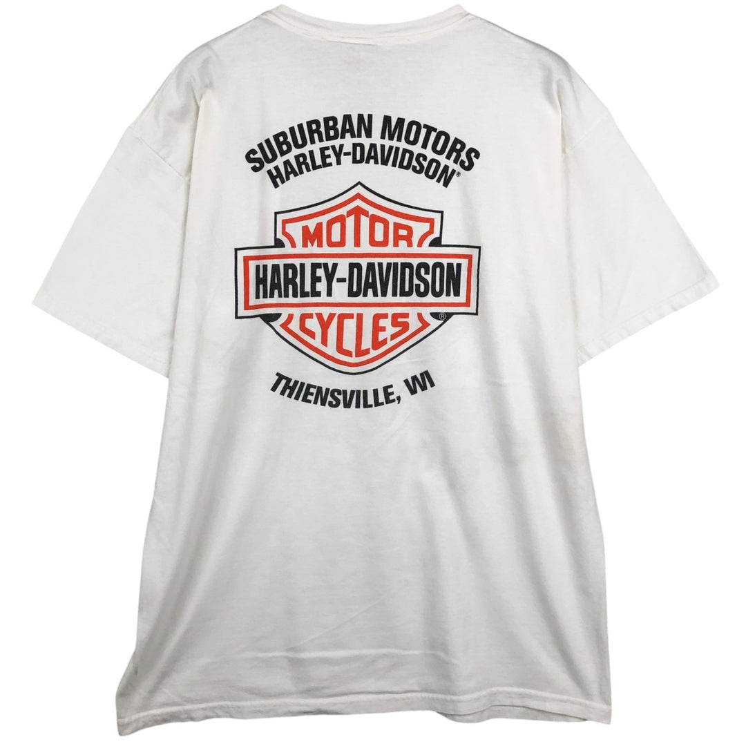 00'S Harley-Davidson Motorcycle Bike T-shirt Men's L size cotton white type Vintage Second Hand
