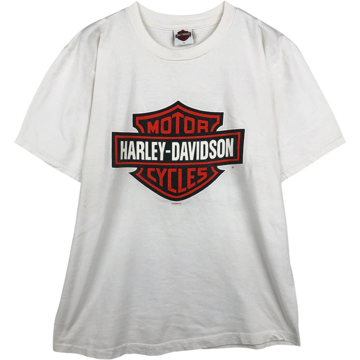 00'S Harley-Davidson Motorcycle Bike T-shirt Made in USA Men's L size cotton white type Vintage Second Hand
