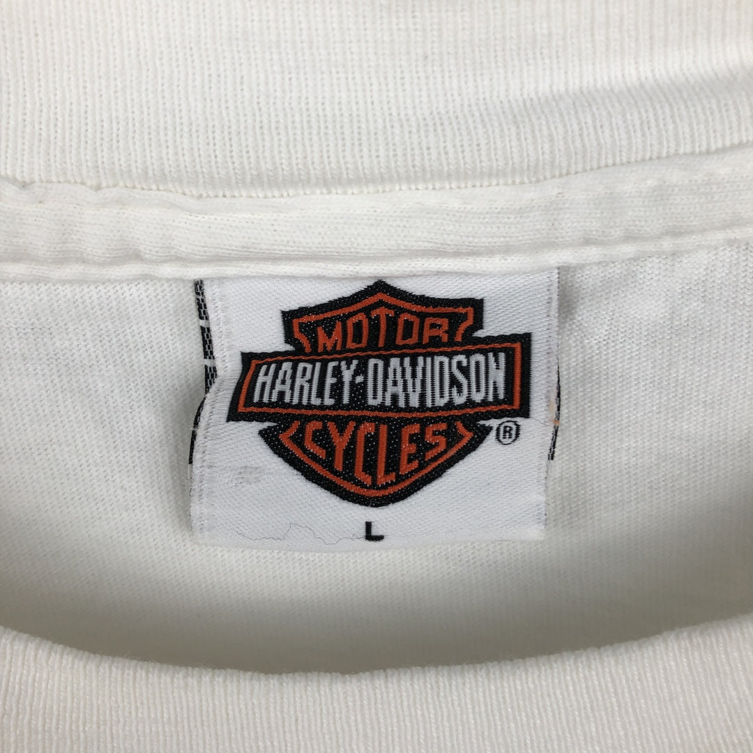 00'S Harley-Davidson Motorcycle Bike T-shirt Made in USA Men's L size cotton white type Vintage Second Hand