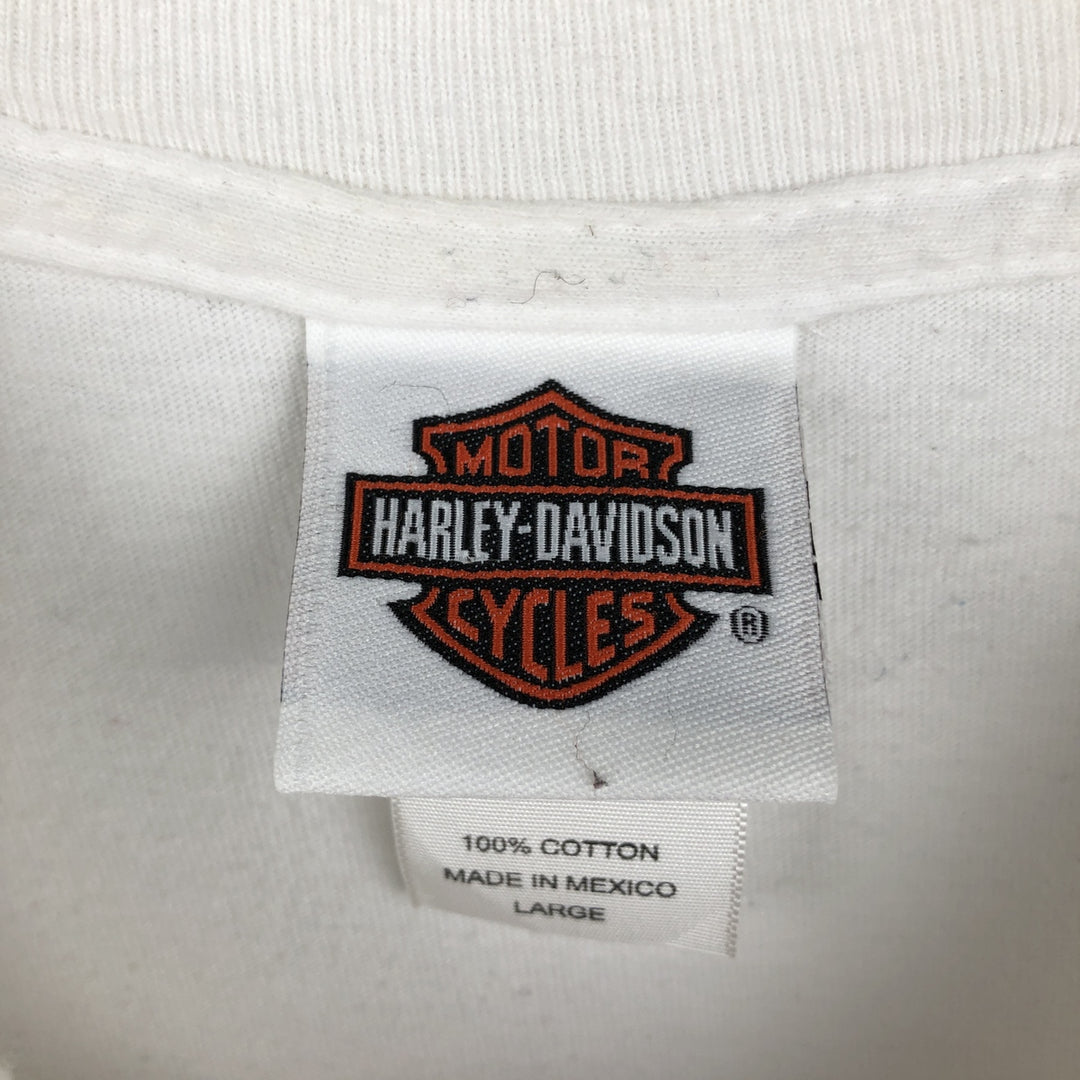 90'S Harley-Davidson Eagle Pattern Motorcycle T-Shirt, Men's Size L (approx.), Vintage cotton white type Vintage Second Hand