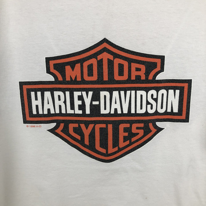 90'S Harley-Davidson Eagle Pattern Motorcycle T-Shirt, Men's Size L (approx.), Vintage cotton white type Vintage Second Hand