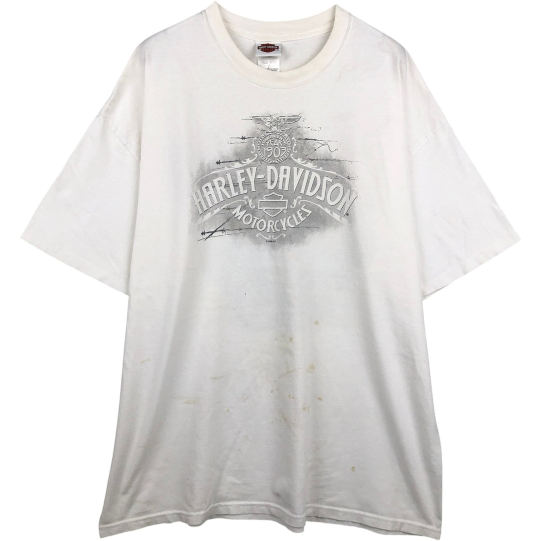 00'S Harley-Davidson Motorcycle Bike T-shirt Made in USA Men's XXL cotton white type Vintage Second Hand