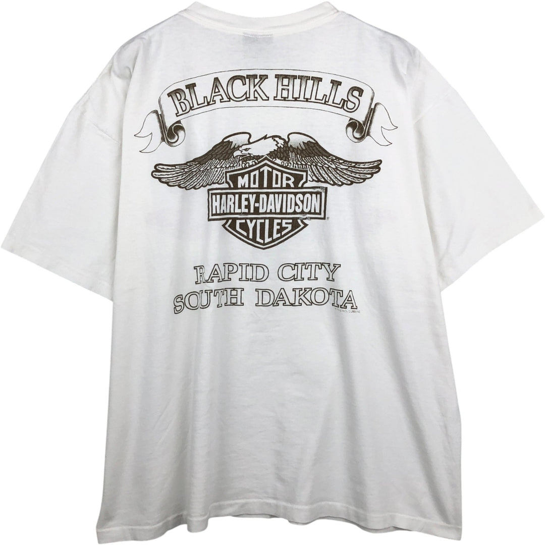90'S Harley Davidson Eagle Pattern Motorcycle Bike T-shirt Made in USA Men's XL Vintage cotton white type Vintage Second Hand