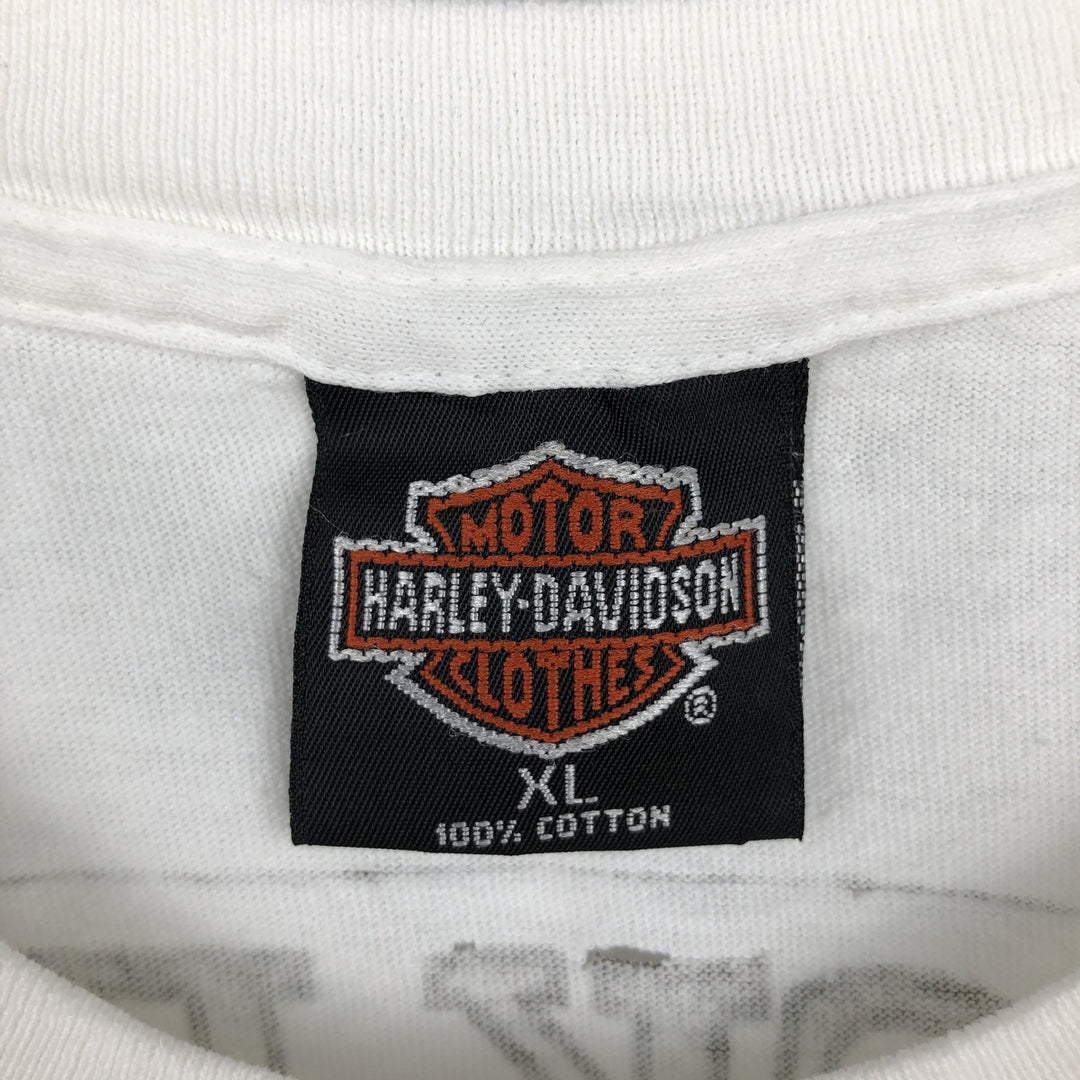 90'S Harley Davidson Eagle Pattern Motorcycle Bike T-shirt Made in USA Men's XL Vintage cotton white type Vintage Second Hand