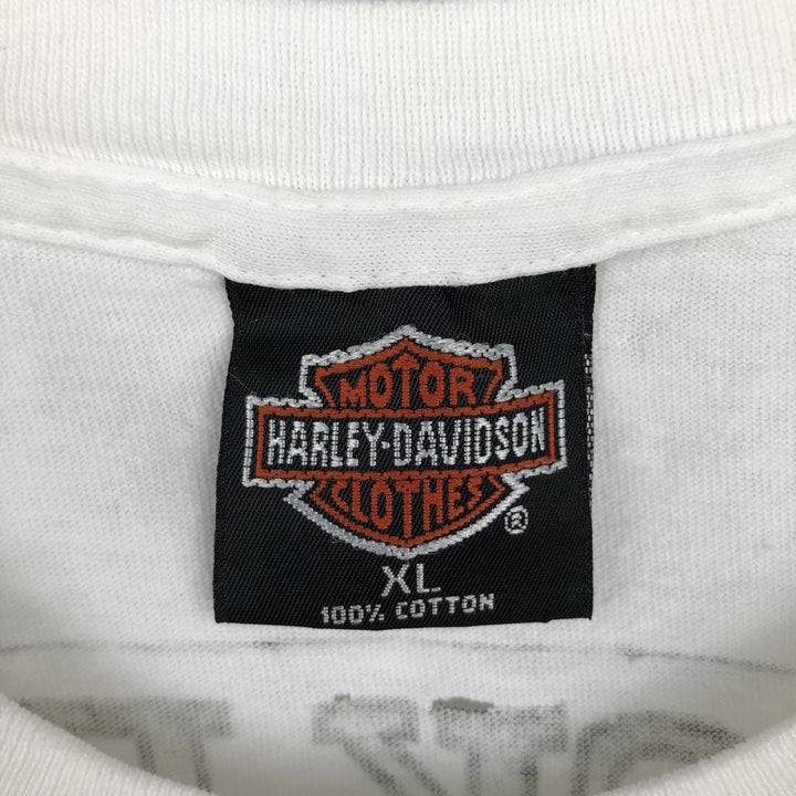 90'S Harley Davidson Eagle Pattern Motorcycle Bike T-shirt Made in USA Men's XL Vintage cotton white type Vintage Second Hand