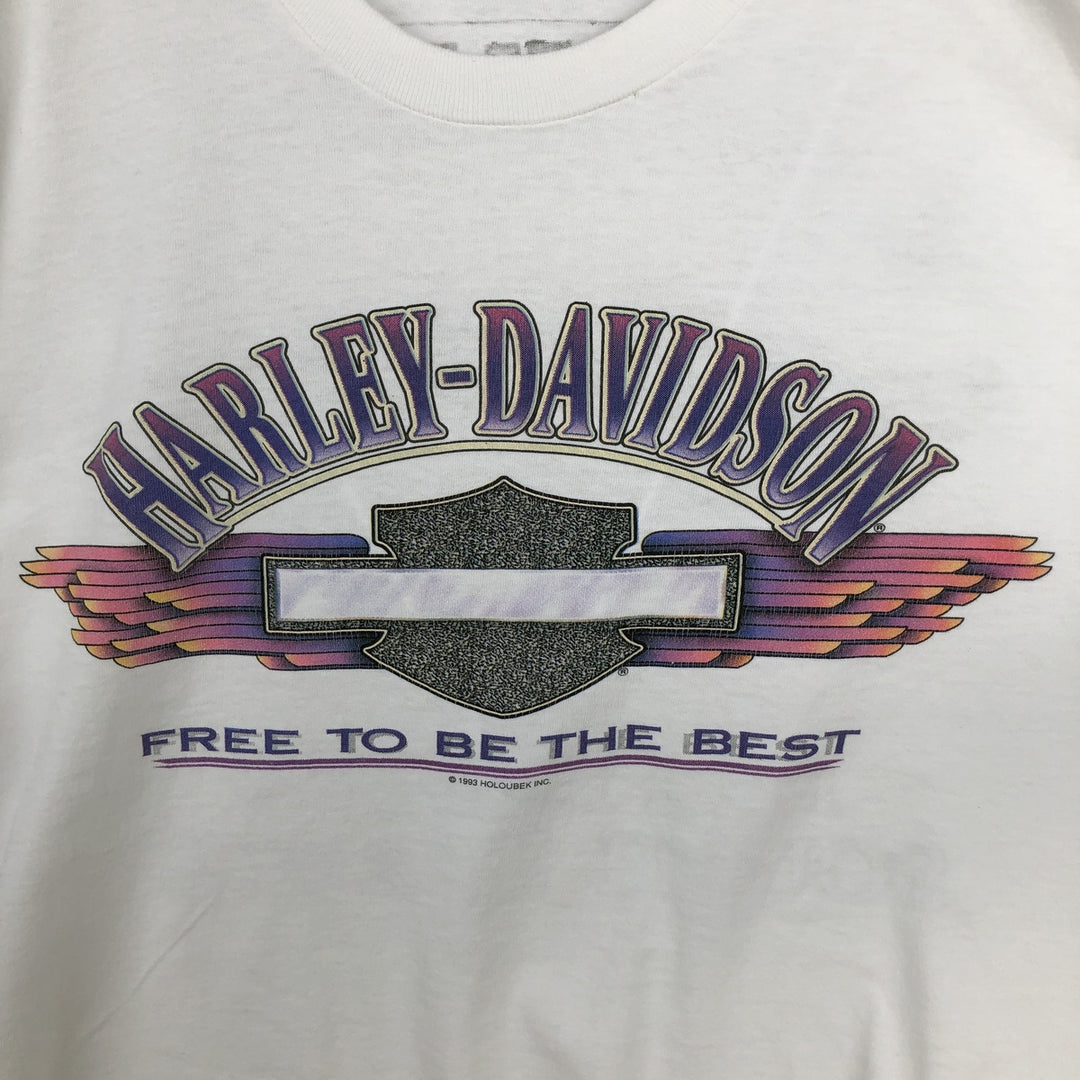 90'S Harley Davidson Eagle Pattern Motorcycle Bike T-shirt Made in USA Men's XL Vintage cotton white type Vintage Second Hand