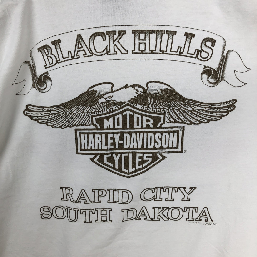 90'S Harley Davidson Eagle Pattern Motorcycle Bike T-shirt Made in USA Men's XL Vintage cotton white type Vintage Second Hand