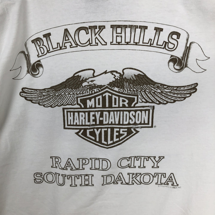 90'S Harley Davidson Eagle Pattern Motorcycle Bike T-shirt Made in USA Men's XL Vintage cotton white type Vintage Second Hand