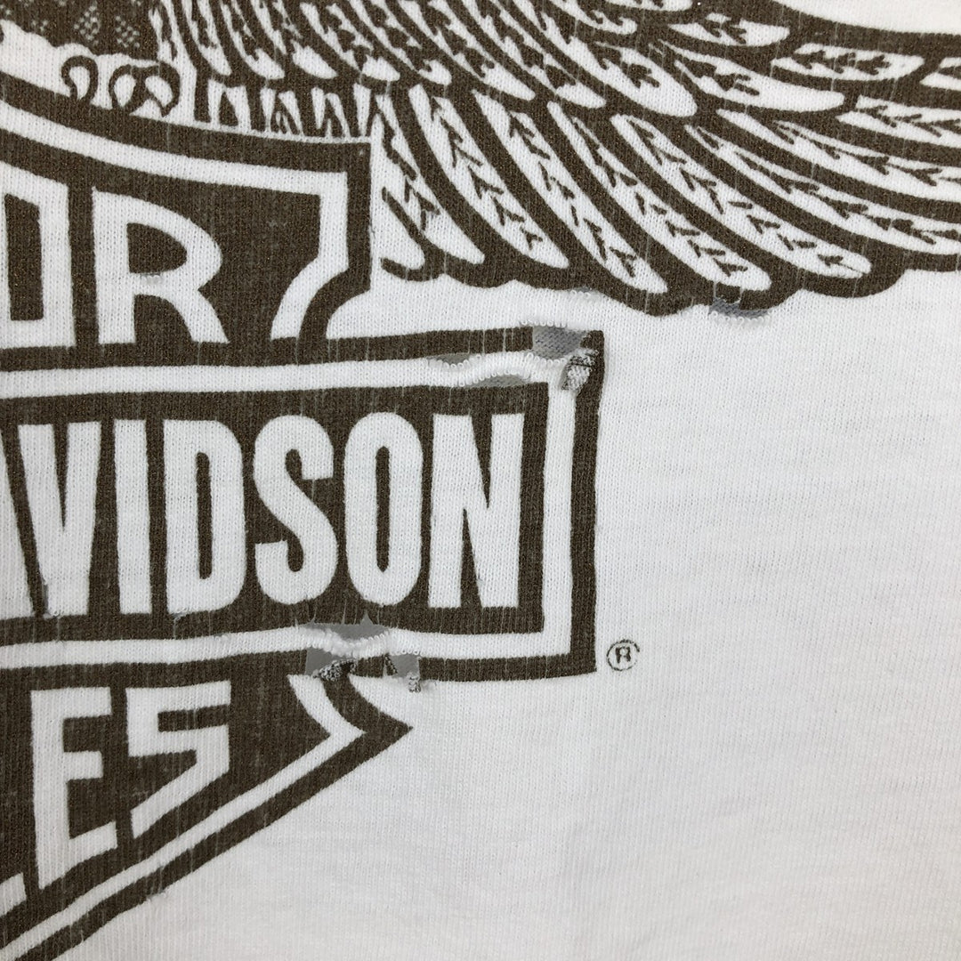 90'S Harley Davidson Eagle Pattern Motorcycle Bike T-shirt Made in USA Men's XL Vintage cotton white type Vintage Second Hand