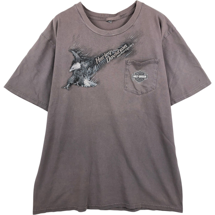 2000'S Harley-Davidson Eagle Pattern Fire Pattern Motorcycle Bike T-Shirt, Men's Size L unclear Charcoal Vintage Second Hand