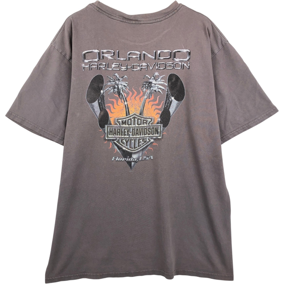2000'S Harley-Davidson Eagle Pattern Fire Pattern Motorcycle Bike T-Shirt, Men's Size L unclear Charcoal Vintage Second Hand