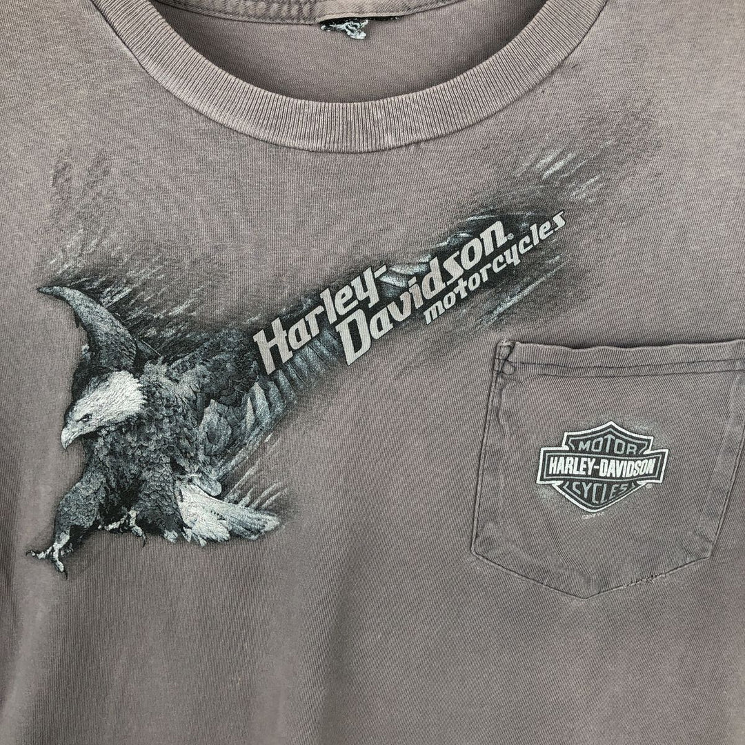 2000'S Harley-Davidson Eagle Pattern Fire Pattern Motorcycle Bike T-Shirt, Men's Size L unclear Charcoal Vintage Second Hand