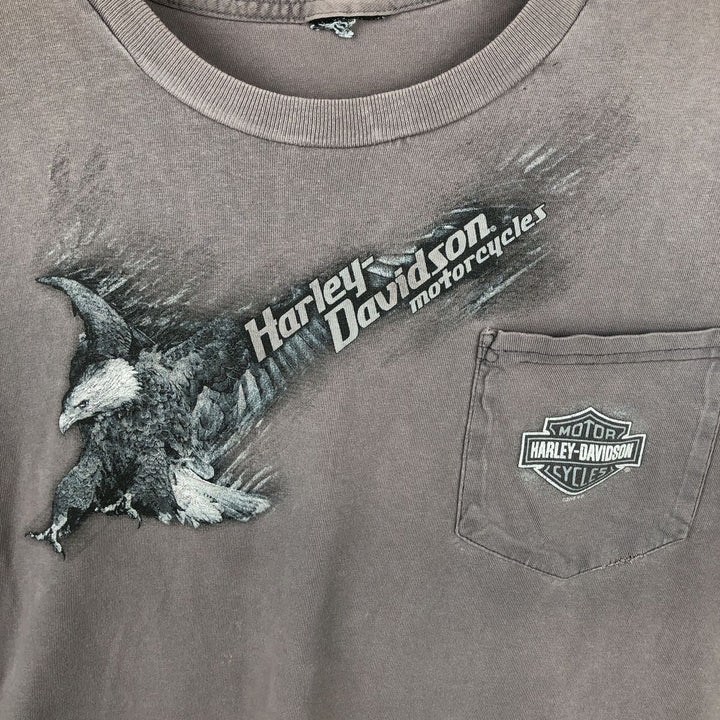 2000'S Harley-Davidson Eagle Pattern Fire Pattern Motorcycle Bike T-Shirt, Men's Size L unclear Charcoal Vintage Second Hand
