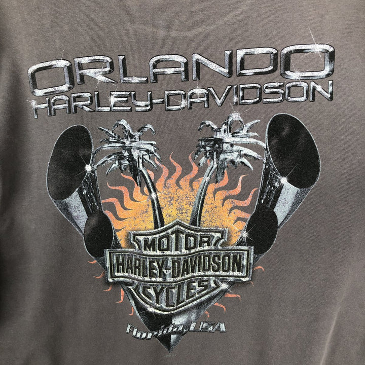 2000'S Harley-Davidson Eagle Pattern Fire Pattern Motorcycle Bike T-Shirt, Men's Size L unclear Charcoal Vintage Second Hand