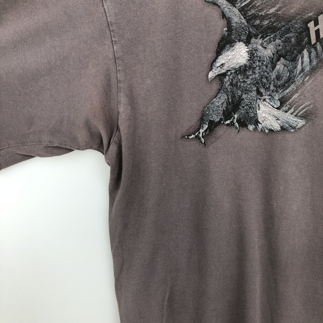 2000'S Harley-Davidson Eagle Pattern Fire Pattern Motorcycle Bike T-Shirt, Men's Size L unclear Charcoal Vintage Second Hand