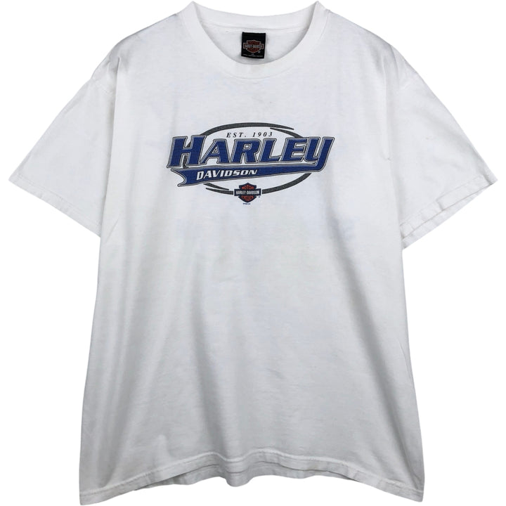 90'S Harley-Davidson Motorcycle Bike T-shirt Made in USA Men's XL Vintage cotton white type Vintage Second Hand