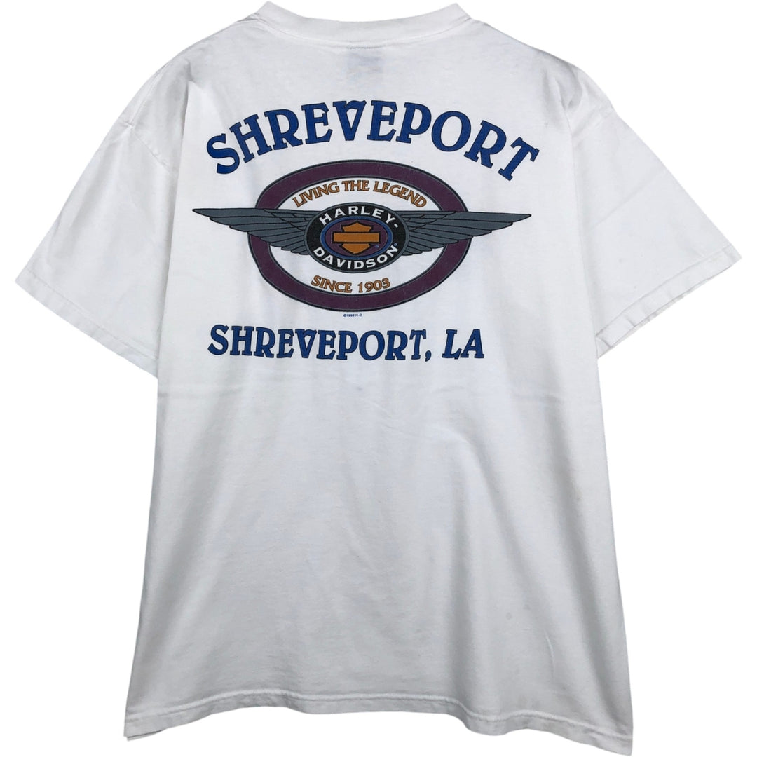 90'S Harley-Davidson Motorcycle Bike T-shirt Made in USA Men's XL Vintage cotton white type Vintage Second Hand