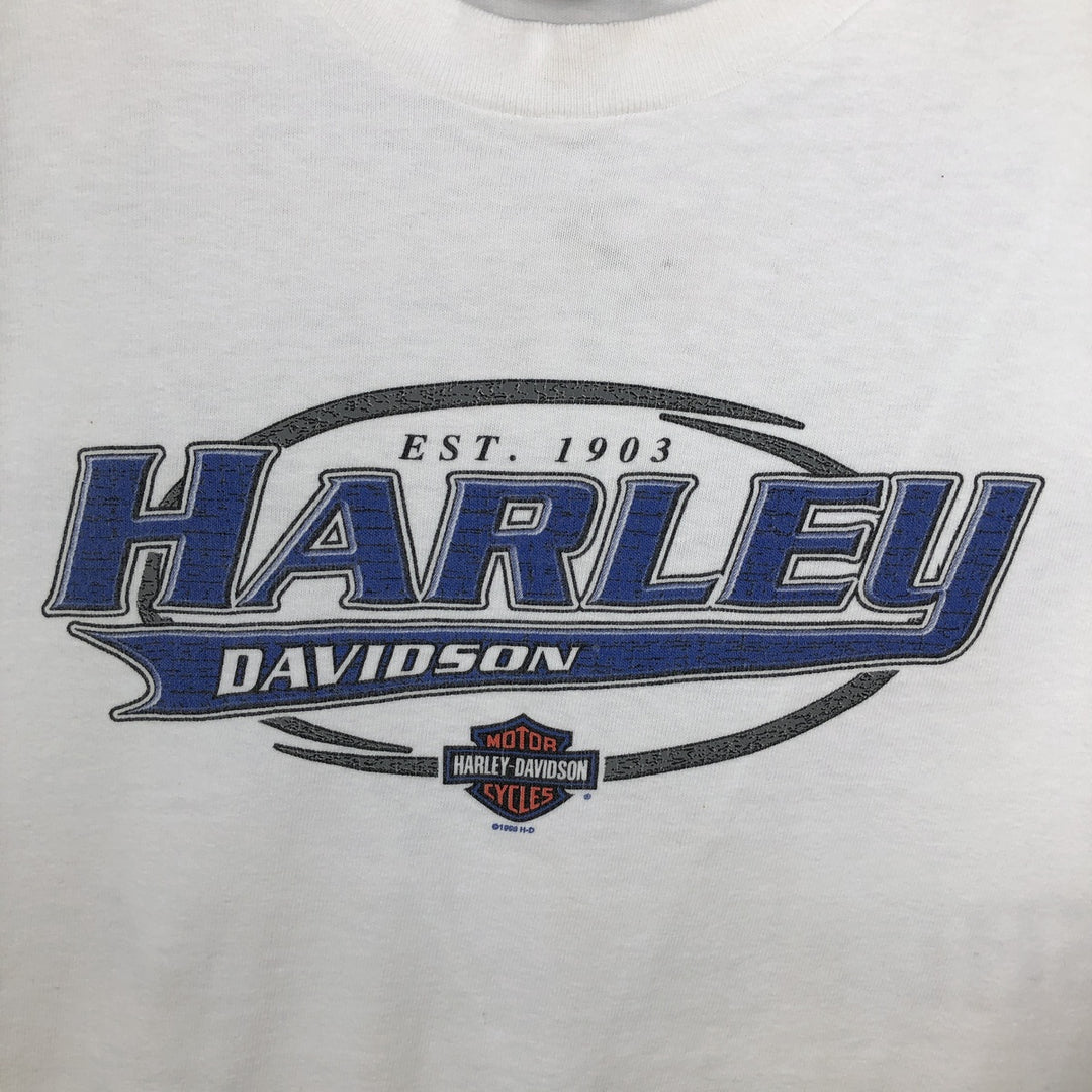90'S Harley-Davidson Motorcycle Bike T-shirt Made in USA Men's XL Vintage cotton white type Vintage Second Hand