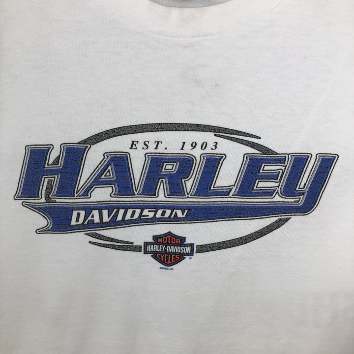 90'S Harley-Davidson Motorcycle Bike T-shirt Made in USA Men's XL Vintage cotton white type Vintage Second Hand