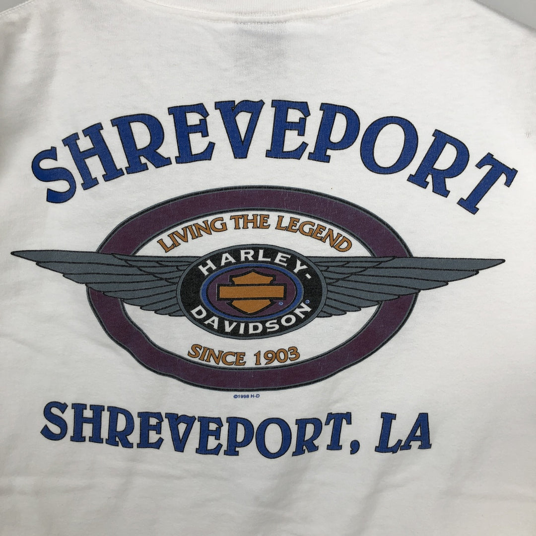 90'S Harley-Davidson Motorcycle Bike T-shirt Made in USA Men's XL Vintage cotton white type Vintage Second Hand
