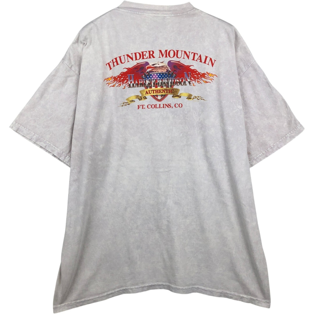 90'S Harley Davidson Eagle Pattern Fire Pattern Motorcycle Bike T-shirt Made in USA Men's XL cotton ivory Vintage Second Hand