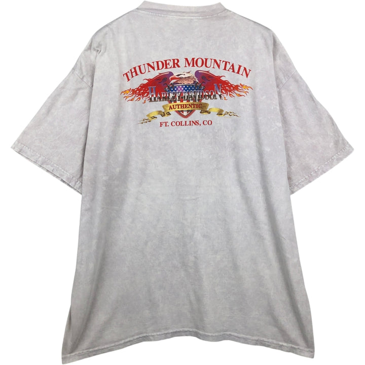 90'S Harley Davidson Eagle Pattern Fire Pattern Motorcycle Bike T-shirt Made in USA Men's XL cotton ivory Vintage Second Hand