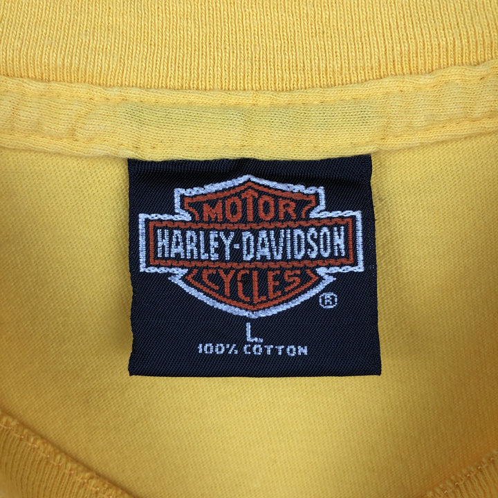 2000'S Harley-Davidson Fire Pattern Crocodile Pattern Motorcycle T-Shirt, Made in USA, Men's Size L (approx.) cotton yellow type Vintage Second Hand