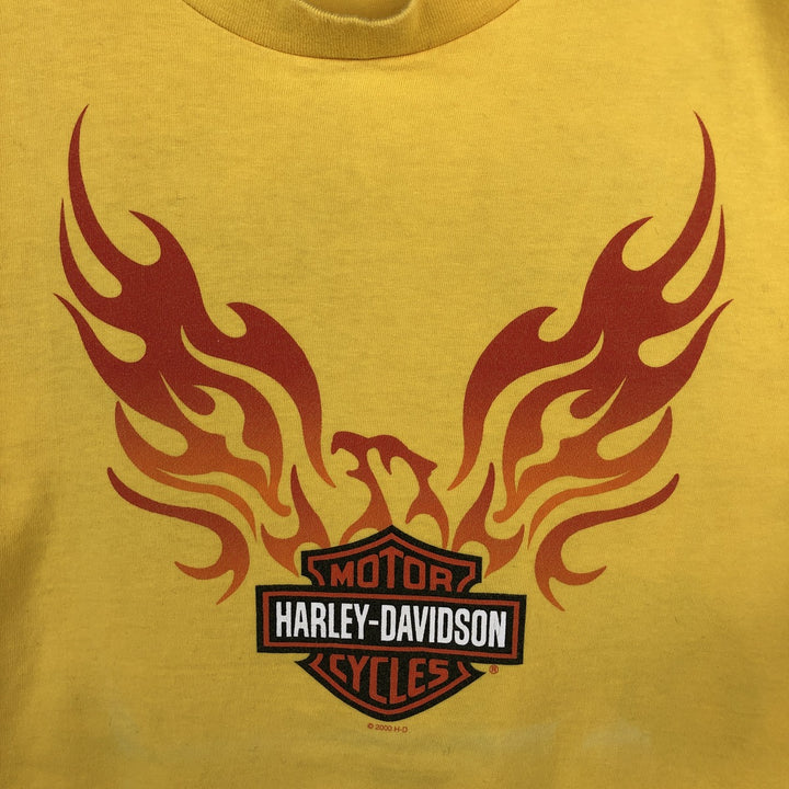 2000'S Harley-Davidson Fire Pattern Crocodile Pattern Motorcycle T-Shirt, Made in USA, Men's Size L (approx.) cotton yellow type Vintage Second Hand
