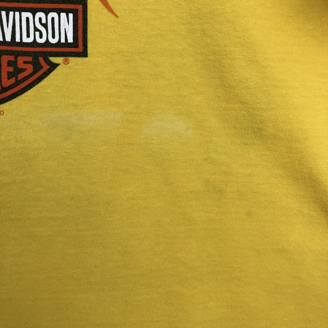 2000'S Harley-Davidson Fire Pattern Crocodile Pattern Motorcycle T-Shirt, Made in USA, Men's Size L (approx.) cotton yellow type Vintage Second Hand
