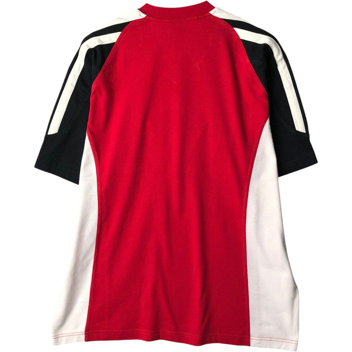 2000'S Adidas V-neck T-shirt, men's size L (approx.) cotton red type Vintage Second Hand
