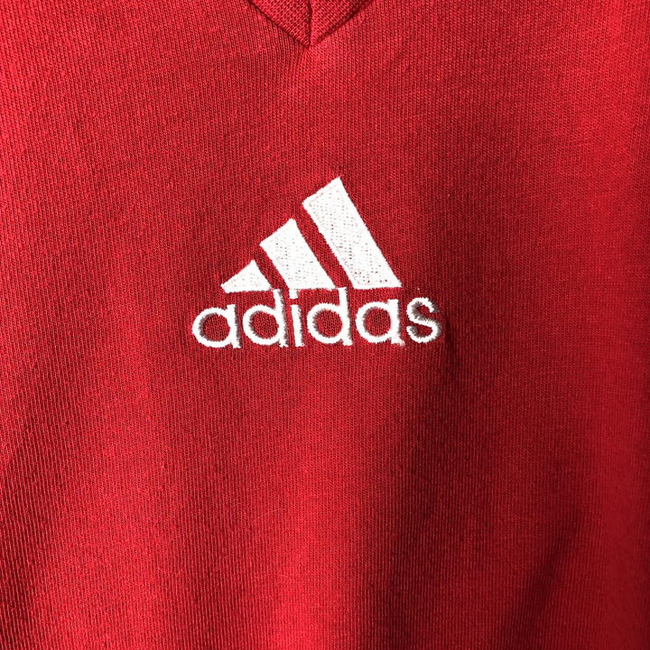 2000'S Adidas V-neck T-shirt, men's size L (approx.) cotton red type Vintage Second Hand