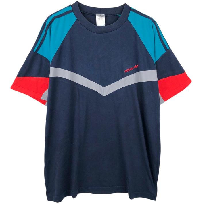 80s-90'S Adidas Trefoil Logo T-Shirt, Men's XXL equivalent, Vintage cotton navy blue type Vintage Second Hand