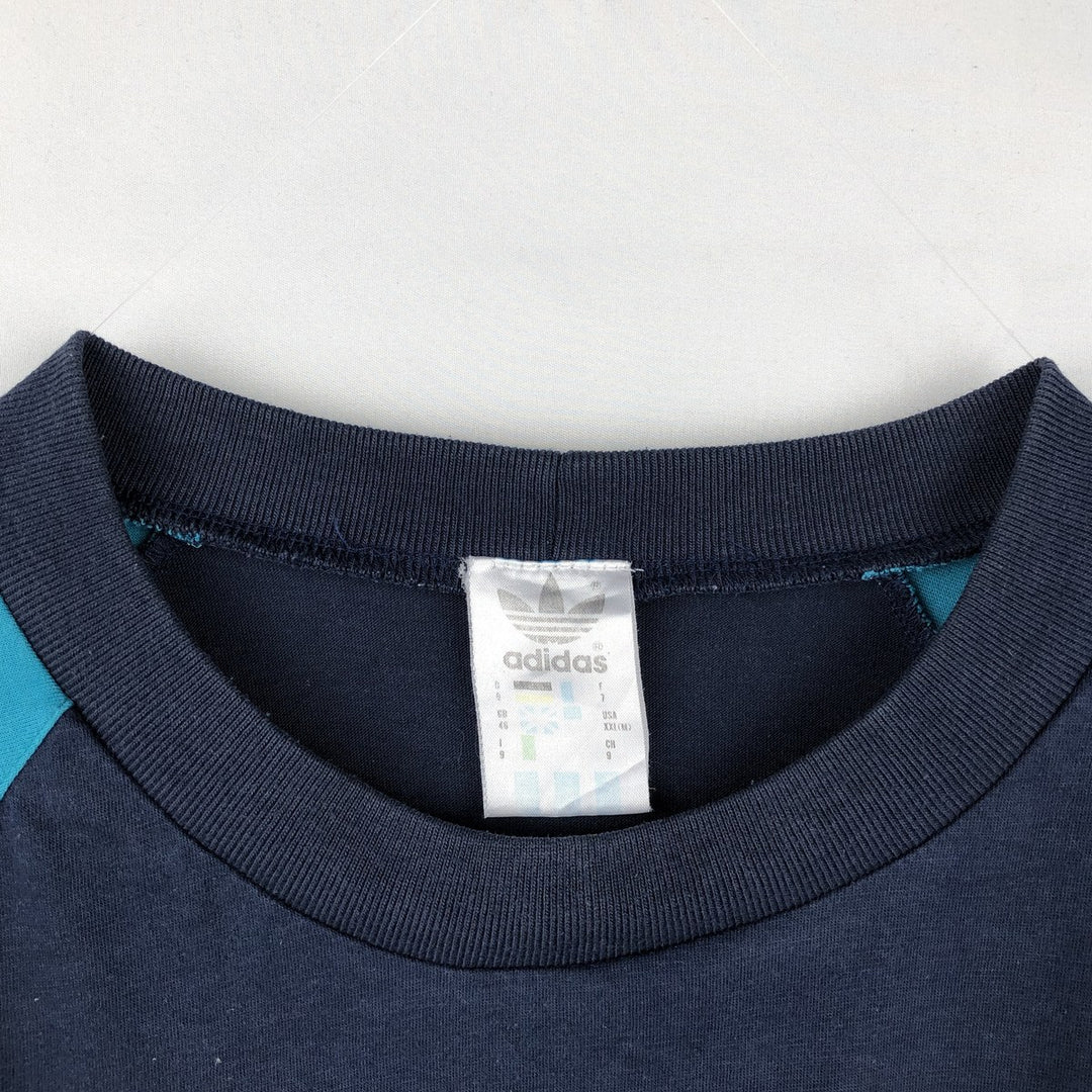 80s-90'S Adidas Trefoil Logo T-Shirt, Men's XXL equivalent, Vintage cotton navy blue type Vintage Second Hand