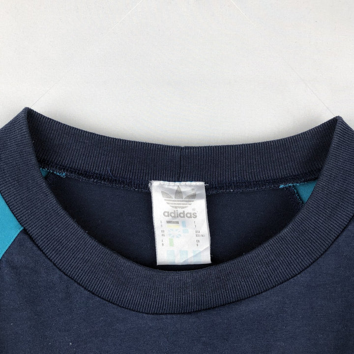 80s-90'S Adidas Trefoil Logo T-Shirt, Men's XXL equivalent, Vintage cotton navy blue type Vintage Second Hand