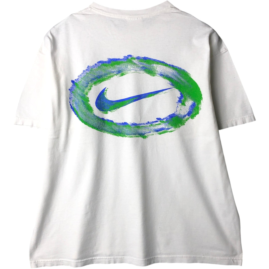 90'S Nike Logo Print T-Shirt, Men's Size XL (Equivalent), Vintage unclear white type Vintage Second Hand