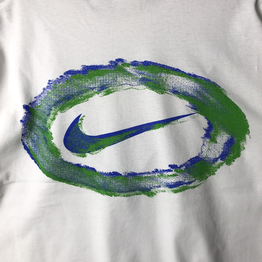 90'S Nike Logo Print T-Shirt, Men's Size XL (Equivalent), Vintage unclear white type Vintage Second Hand