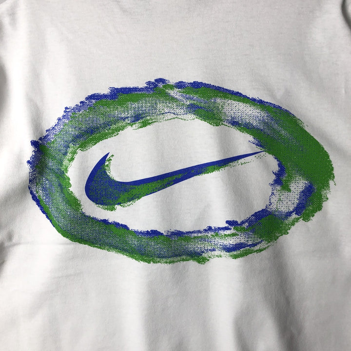 90'S Nike Logo Print T-Shirt, Men's Size XL (Equivalent), Vintage unclear white type Vintage Second Hand