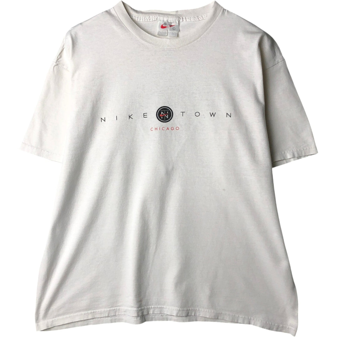 90'S Nike TOWN sports print T-shirt, Made in USA, Men's size L equivalent, Vintage cotton white type Vintage Second Hand
