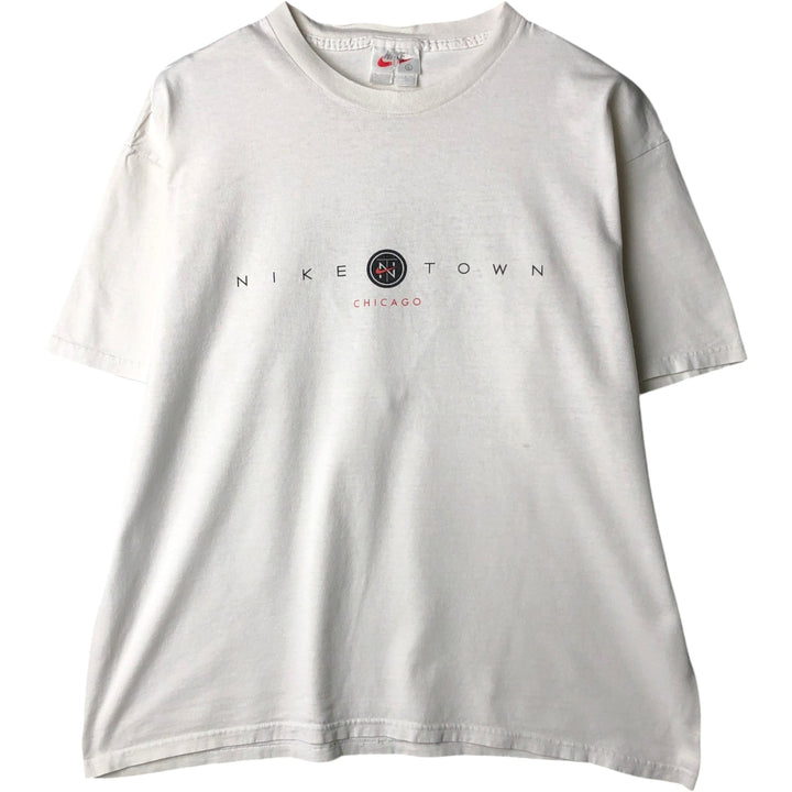 90'S Nike TOWN sports print T-shirt, Made in USA, Men's size L equivalent, Vintage cotton white type Vintage Second Hand
