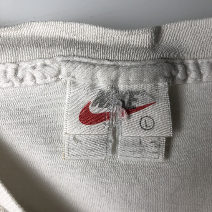 90'S Nike TOWN sports print T-shirt, Made in USA, Men's size L equivalent, Vintage cotton white type Vintage Second Hand