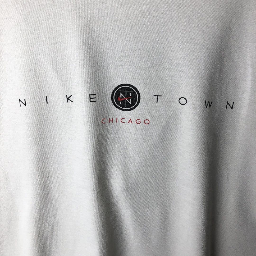 90'S Nike TOWN sports print T-shirt, Made in USA, Men's size L equivalent, Vintage cotton white type Vintage Second Hand