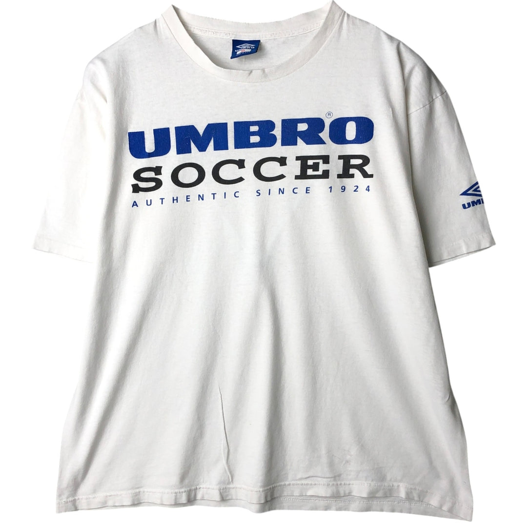 90'S Umbro Sports Print T-Shirt, Made in USA, Men's XL equivalent, Vintage cotton white type Vintage Second Hand
