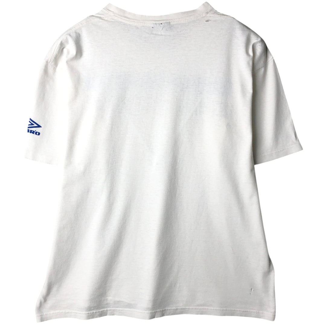 90'S Umbro Sports Print T-Shirt, Made in USA, Men's XL equivalent, Vintage cotton white type Vintage Second Hand